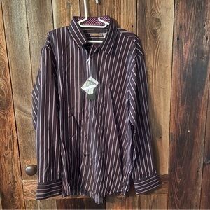 NWT - Enzone of Italy-Purple / Black Stripe, Cotton Twill, Men’s XXL​